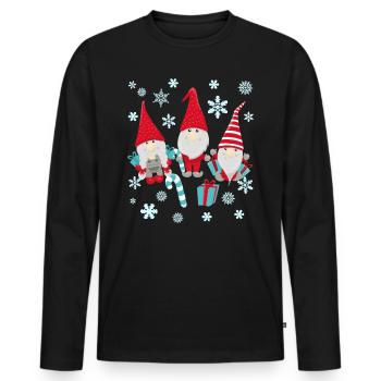 Cute Gnomes Christmas Present Present Idea - Men's Premium Organic Long Sleeve Shirt - black - Front - Nico (187cm)