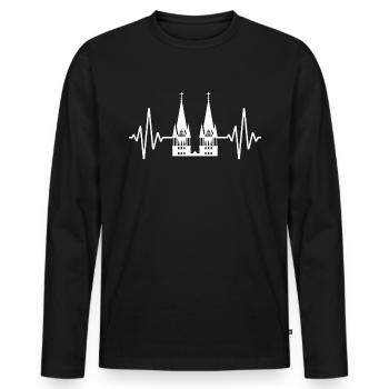 Cologne EKG Cathédrale de Cologne Heart Line - T-shirt manches longues Premium bio Homme - noir - Devant - Nico (187cm)