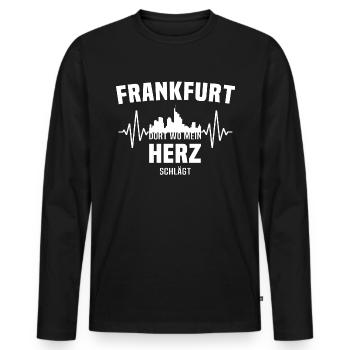 Frankfurt EKG Frankfurter Herzschlagen - Männer Premium Bio Langarmshirt - Schwarz - Vorne - Nico (187cm)
