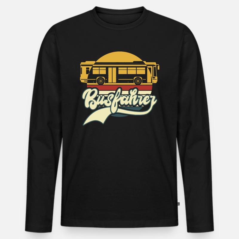 Busfahrer Retro Bus Geschenk - Männer Premium Bio Langarmshirt - Schwarz