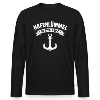 Hamburg Hamburger Hafen Hafenlümmel - Männer Premium Bio Langarmshirt - Schwarz - Vorne - Nico (187cm)