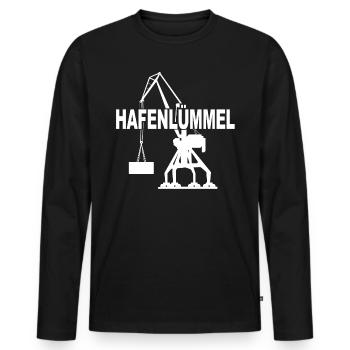 Hafenlümmel Hamburger Hafen Hamburg - Männer Premium Bio Langarmshirt - Schwarz - Vorne - Nico (187cm)