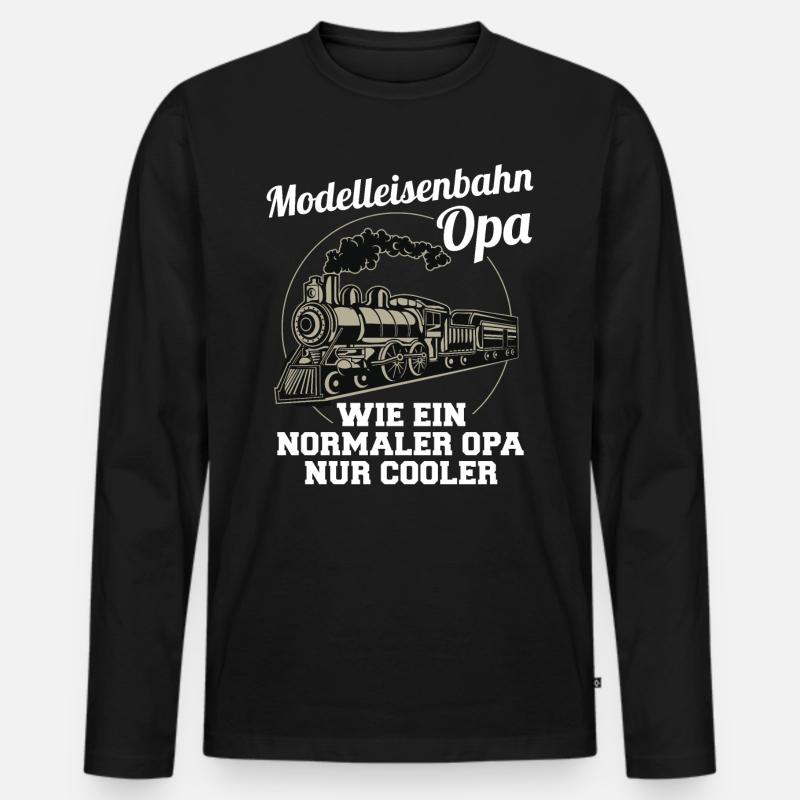 Modelleisenbahn Opa Spruch Großvater Geschenk - Männer Premium Bio Langarmshirt - Schwarz