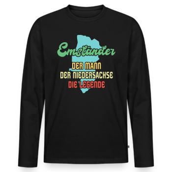 Emsland Niedersachsen Sprüche Emsländer - Männer Premium Bio Langarmshirt - Schwarz - Vorne - Nico (187cm)