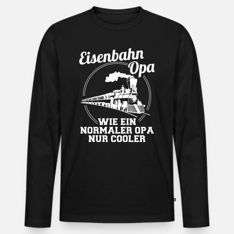 Modelleisenbahn Modellbahn Eisenbahn Opa Geschenk - Männer Premium Bio Langarmshirt - Schwarz