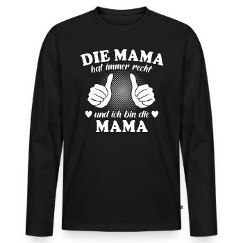 Mama Mutter Spruch Geschenk Muttertag - Männer Premium Bio Langarmshirt - Schwarz - Vorne - Nico (187cm)