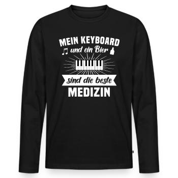 Keyboard Musiker Keyboarder Bier Geschenk - Männer Premium Bio Langarmshirt - Schwarz - Vorne - Nico (187cm)