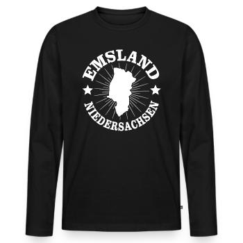 Emsland Lower Saxony Emsland gift - Men's Premium Organic Long Sleeve Shirt - black - Front - Nico (187cm)
