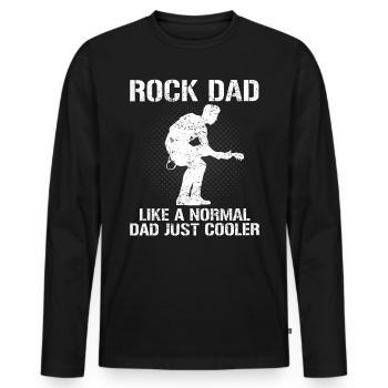 Cadeau de joueur de guitare rock papa père guitariste - T-shirt manches longues Premium bio Homme - noir - Devant - Nico (187cm)
