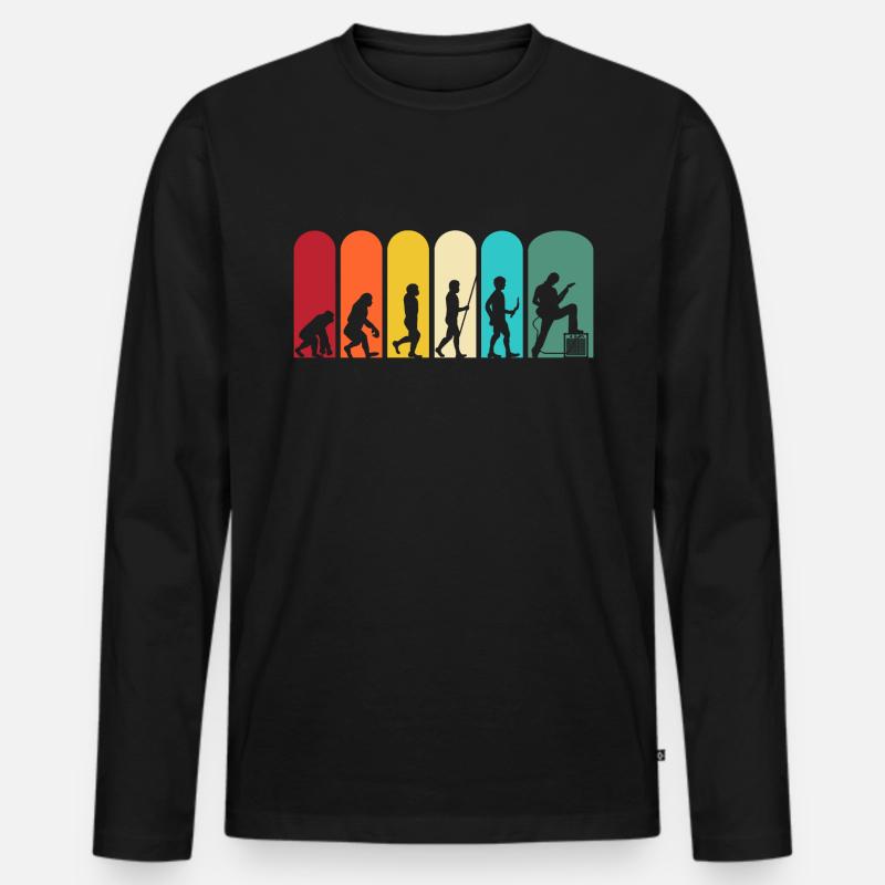 Gitarrist Evolution Gitarre Retro - Männer Premium Bio Langarmshirt - Schwarz