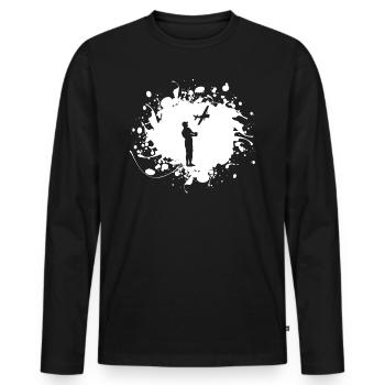 Maquette avion modéliste cadeau d'avion - T-shirt manches longues Premium bio Homme - noir - Devant - Nico (187cm)