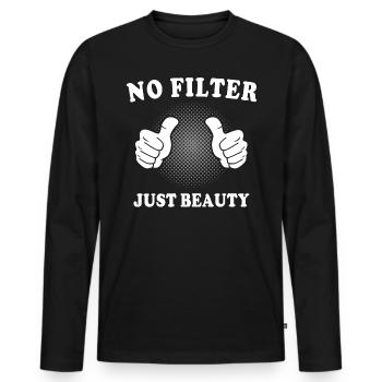 Pas de filtre photos de beauté - T-shirt manches longues Premium bio Homme - noir - Devant - Nico (187cm)