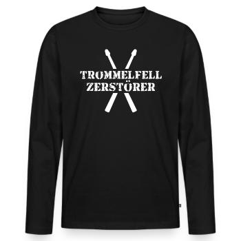 Drummer Schlagzeuger Drumsticks Trommelfell Drums - Männer Premium Bio Langarmshirt - Schwarz - Vorne - Nico (187cm)