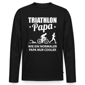 Triathlon Papa Vater Ausdauersport Geschenk - Männer Premium Bio Langarmshirt - Schwarz - Vorne - Nico (187cm)