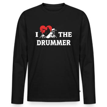 Ich Liebe Schlagzeuger I Love Drummer - Männer Premium Bio Langarmshirt - Schwarz - Vorne - Nico (187cm)