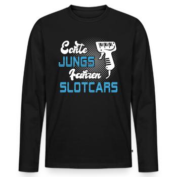 Slotcars Slotracing Vrai les gars Slotcar - T-shirt manches longues Premium bio Homme - noir - Devant - Nico (187cm)