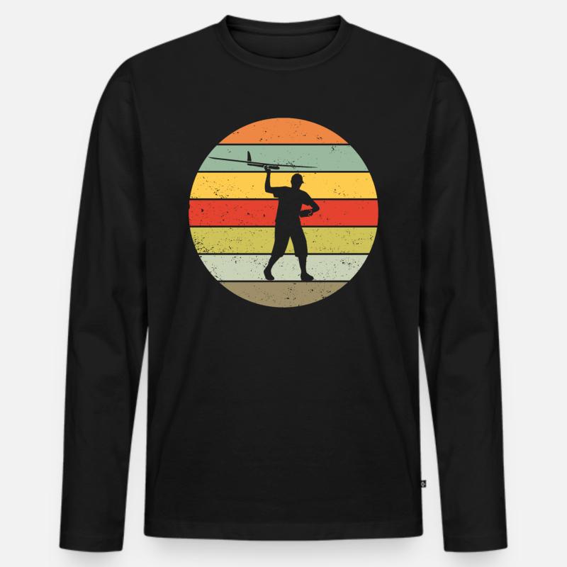Modellflug Modellbauer Flugzeug Retro Geschenk - Männer Premium Bio Langarmshirt - Schwarz