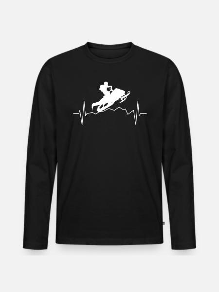 Snowmobile Snowmobile ECG Line Gift - Men's Premium Organic Long Sleeve Shirt - black