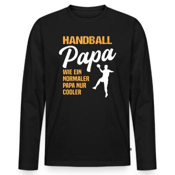 Handballer Papa Handball Sportler Geschenk Herren - Männer Premium Bio Langarmshirt - Schwarz - Vorne - Nico (187cm)