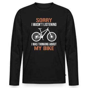 Bike MTB Mountain Bike Funny Saying Gift - Men's Premium Organic Long Sleeve Shirt - black - Front - Nico (187cm)