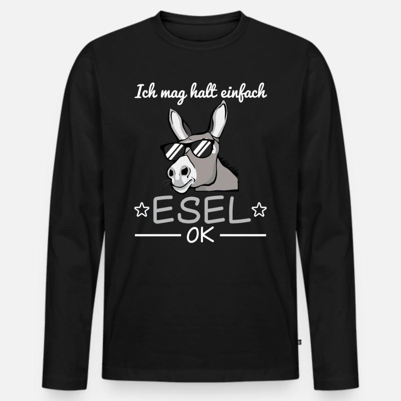 Esel Sonnenbrille Lustiger Spruch Geschenkidee - Männer Premium Bio Langarmshirt - Schwarz