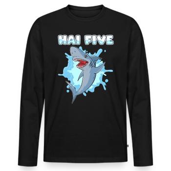 Hai Five Haifisch - Männer Premium Bio Langarmshirt - Schwarz - Vorne - Nico (187cm)