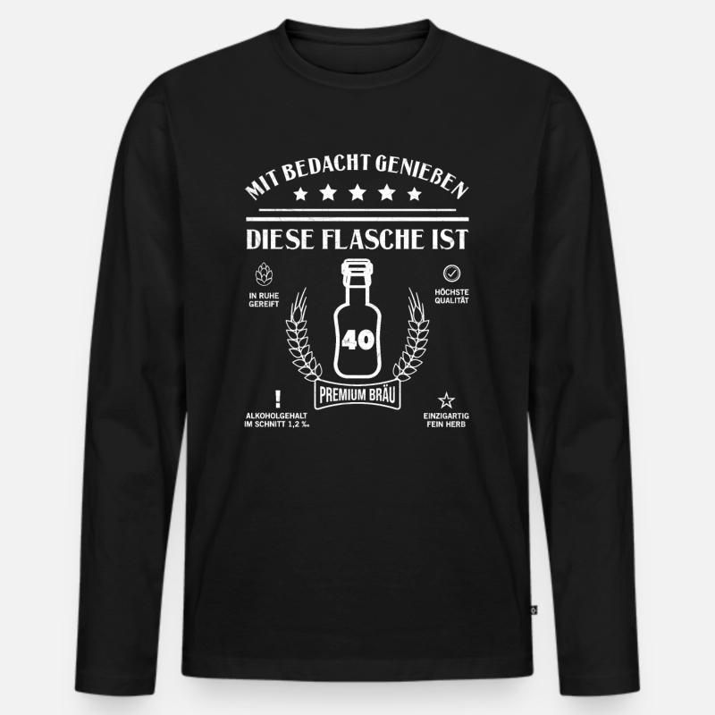 Vierzig Jahre 40ter Geburtstag Bier Flasche - Männer Premium Bio Langarmshirt - Schwarz