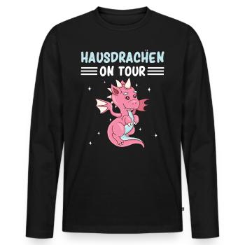 Hausdrachen On Tour - Männer Premium Bio Langarmshirt - Schwarz - Vorne - Nico (187cm)