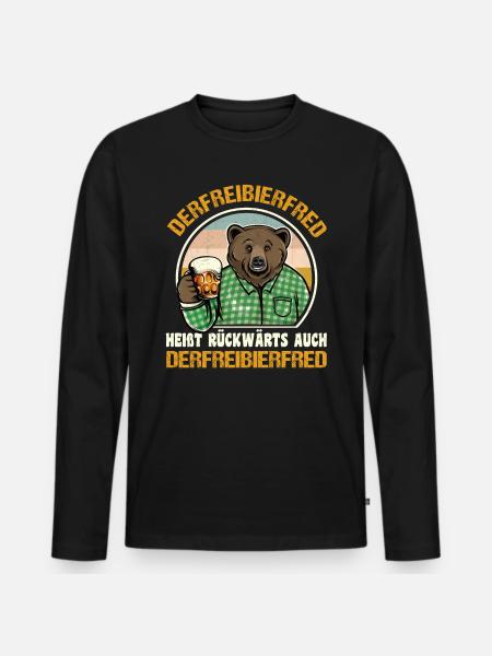 Derfreibierfred Heißt Rückwärts Auch Bier - Männer Premium Bio Langarmshirt - Schwarz