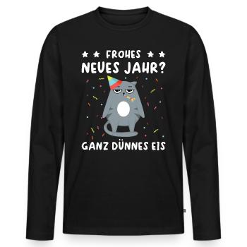 Silvester Frohes Neues Jahr Ganz Dünnes Eis - Männer Premium Bio Langarmshirt - Schwarz - Vorne - Nico (187cm)