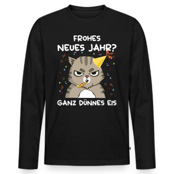 Silvester Frohes Neues Jahr Ganz Dünnes Eis - Männer Premium Bio Langarmshirt - Schwarz - Vorne - Nico (187cm)