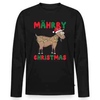 Mährry Christmas Weihnachten Ziege - Männer Premium Bio Langarmshirt - Schwarz - Vorne - Nico (187cm)
