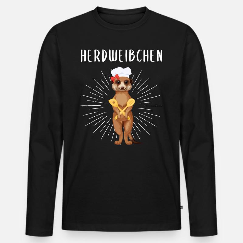Herdweibchen - Erdmännchen als Herdmännchen - Männer Premium Bio Langarmshirt - Schwarz