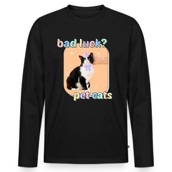 Cat Memes - Bad Luck Pet Cats - Men's Premium Organic Long Sleeve Shirt - black - Front - Nico (187cm)