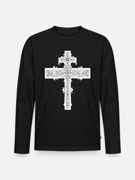 Cross GOD - Men's Premium Organic Long Sleeve Shirt - black