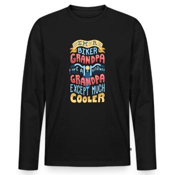 Biker grandpa - Men's Premium Organic Long Sleeve Shirt - black - Front - Nico (187cm)