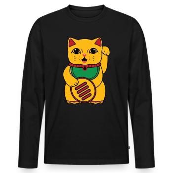 Chat de coucou - T-shirt manches longues Premium bio Homme - noir - Devant - Nico (187cm)