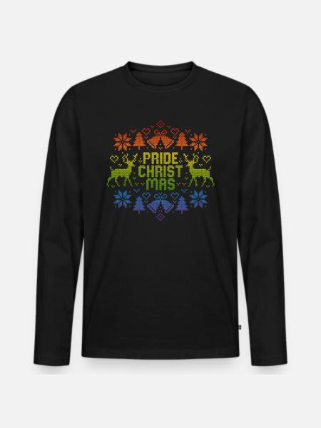 Pride Christmas LGBT Regenbogen Gay Ugly Christmas - Männer Premium Bio Langarmshirt - Schwarz