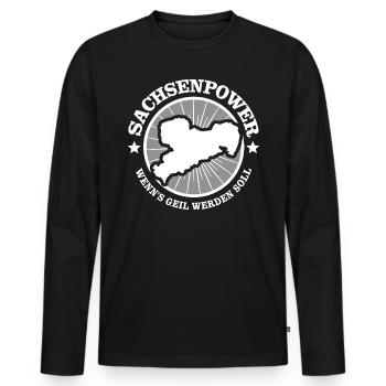 Sachse Sachsen Geil Spruch - Männer Premium Bio Langarmshirt - Schwarz - Vorne - Nico (187cm)