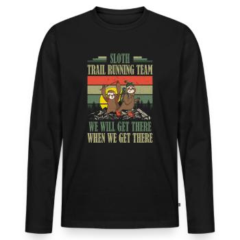Sloth Trail RunningTeam Funny Hiking Trail Runner - Männer Premium Bio Langarmshirt - Schwarz - Vorne - Nico (187cm)
