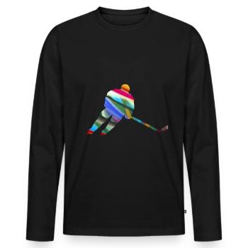 Eiskockey, Hockey, Graffi, bunt - Men's Premium Organic Long Sleeve Shirt - black - Front - Nico (187cm)