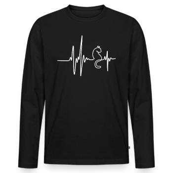 Heartbeat Cats Lovers For Cat Owner Funny Cute Cat - Men's Premium Organic Long Sleeve Shirt - black - Front - Nico (187cm)