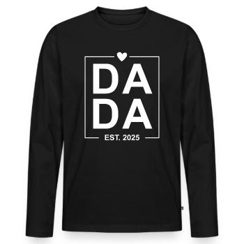 Dada Est 2025 weiß - Männer Premium Bio Langarmshirt - Schwarz - Vorne - Nico (187cm)