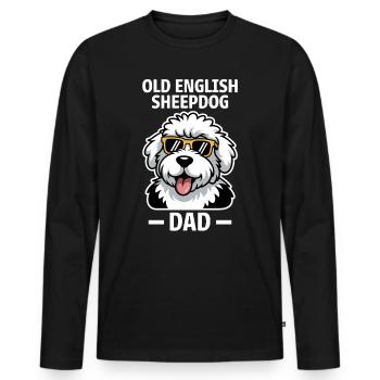 Vieux chien de berger anglais disant blague chien de berger cadeau - T-shirt manches longues Premium bio Homme - noir - Devant - Nico (187cm)