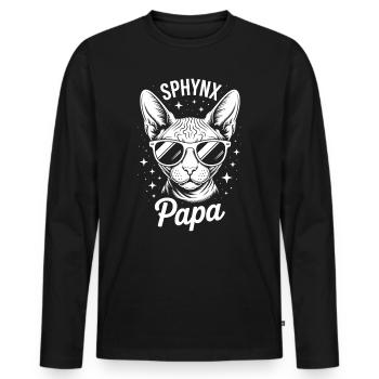 Chat Sphynx Disant Drôle Chat Sphynx Cadeau - T-shirt manches longues Premium bio Homme - noir - Devant - Nico (187cm)