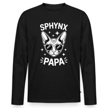 Chat Sphynx Disant Drôle Chat Sphynx Cadeau - T-shirt manches longues Premium bio Homme - noir - Devant - Nico (187cm)