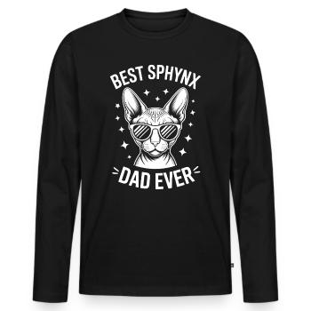 Chat Sphynx Disant Drôle Chat Sphynx Cadeau - T-shirt manches longues Premium bio Homme - noir - Devant - Nico (187cm)