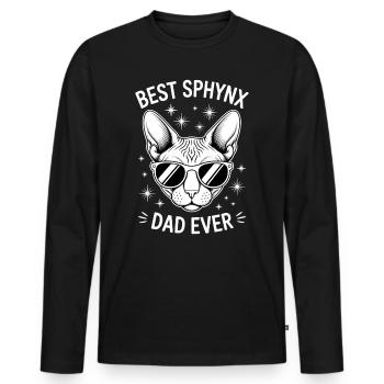Chat Sphynx Disant Drôle Chat Sphynx Cadeau - T-shirt manches longues Premium bio Homme - noir - Devant - Nico (187cm)