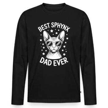 Chat Sphynx Disant Drôle Chat Sphynx Cadeau - T-shirt manches longues Premium bio Homme - noir - Devant - Nico (187cm)