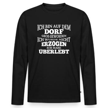 Ich bin auf dem Dorf groß geworden - Männer Premium Bio Langarmshirt - Schwarz - Vorne - Nico (187cm)